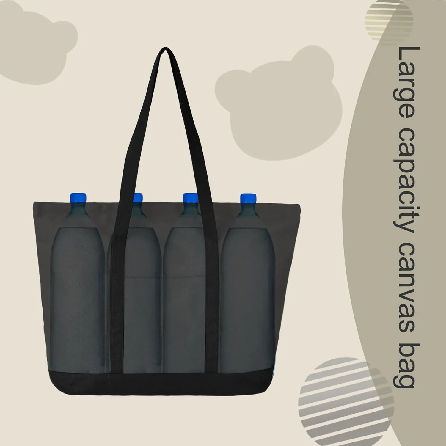 Canvas Tote Bag with External Pocket Extra Large Canvas Tote Bag Heavy Duty Grocery Shopping Bags Weekender Bag