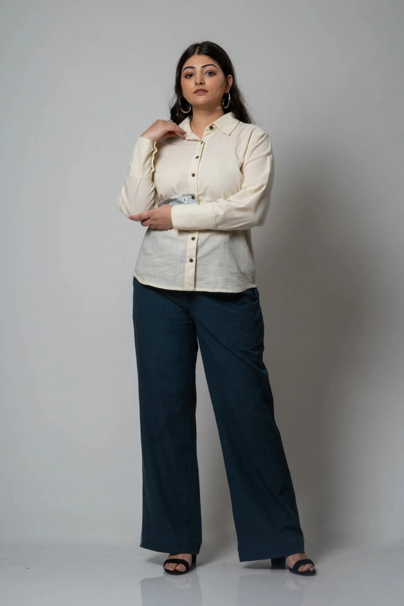 Charcoal Grey Cotton Pants | Grey Pants | Black Wide Cotton Pants