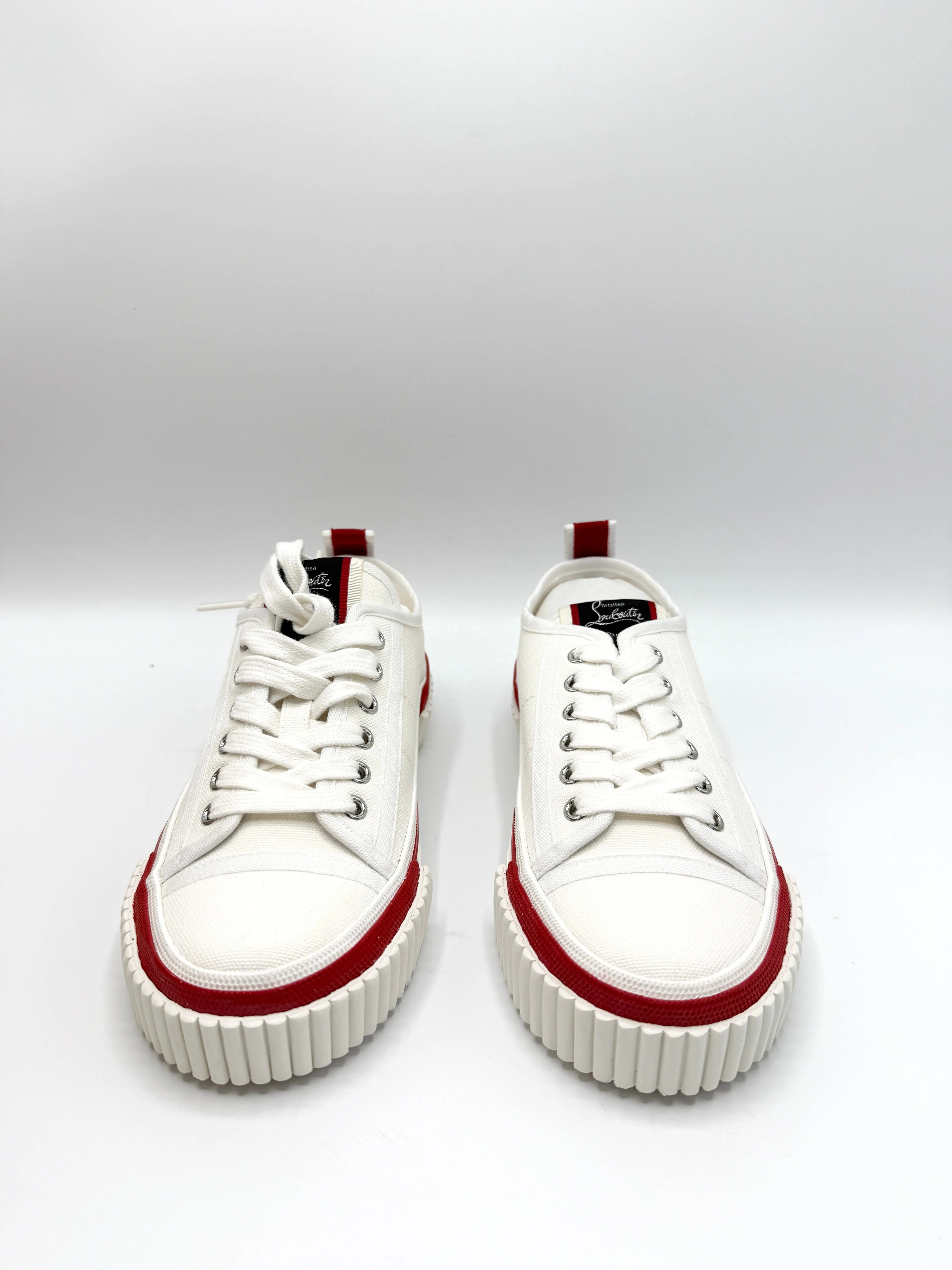 Christian  White/Red Trimmed Pedro Canvas Sneakers Sz 36
