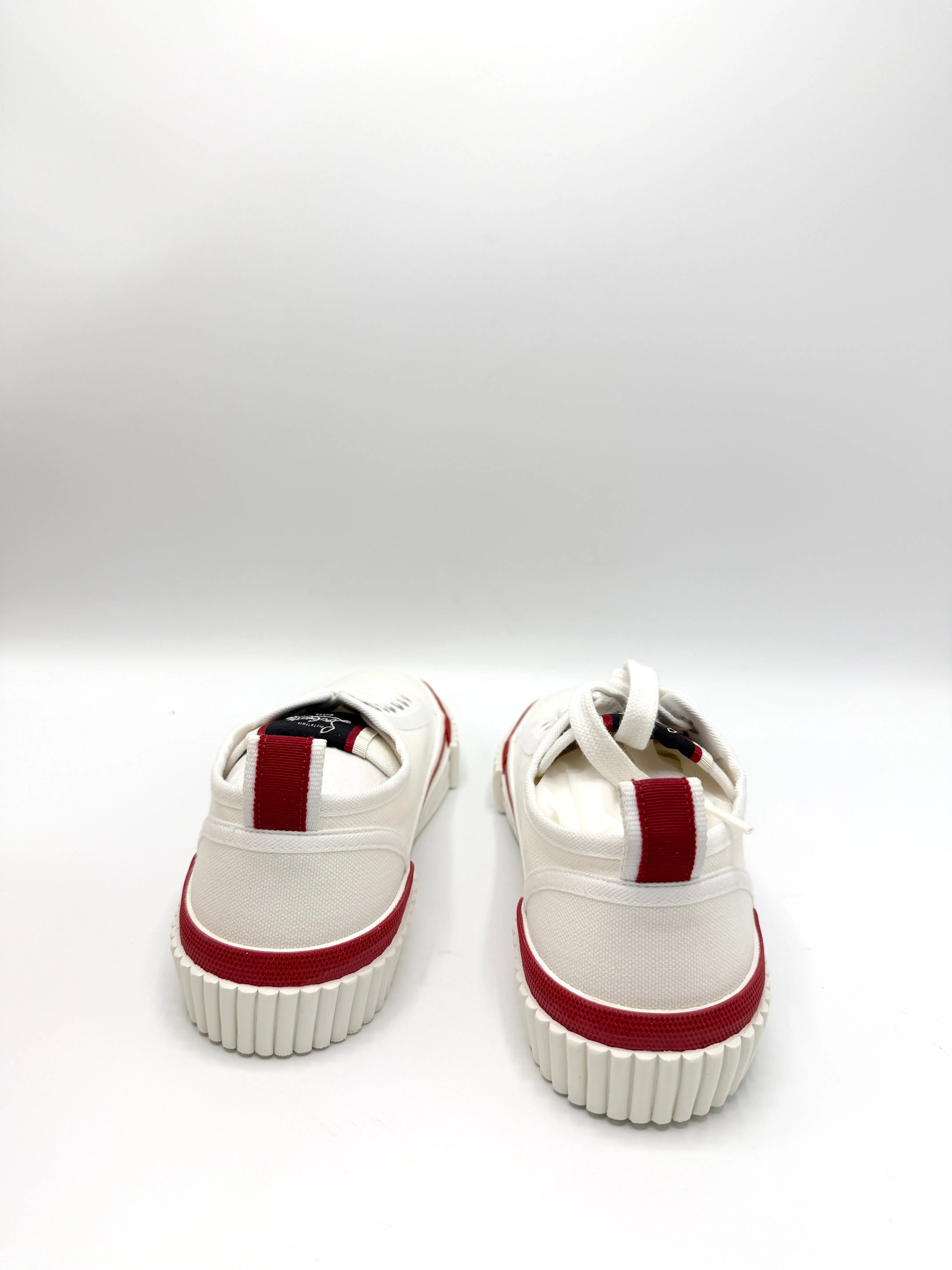 Christian  White/Red Trimmed Pedro Canvas Sneakers Sz 36