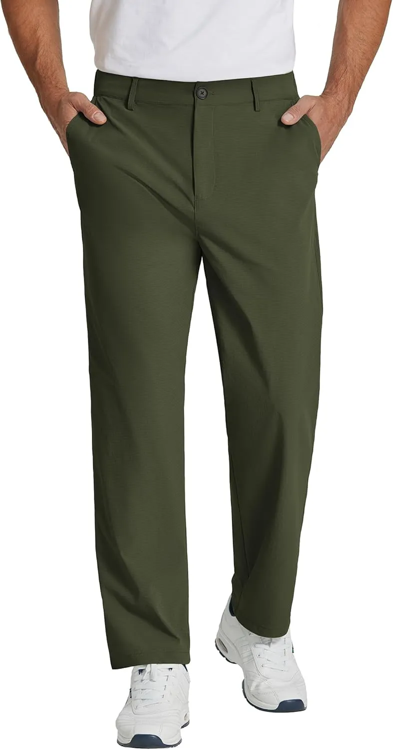COOFANDY Men's Casual Pants Classic Fit Flat Front Pants Lightweight Elastic Waist Golf Trousers with Pockets