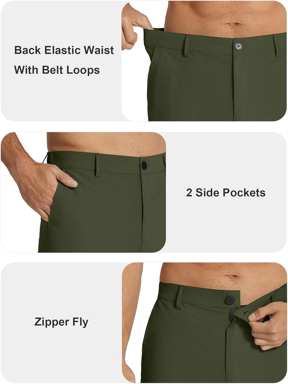 COOFANDY Men's Casual Pants Classic Fit Flat Front Pants Lightweight Elastic Waist Golf Trousers with Pockets