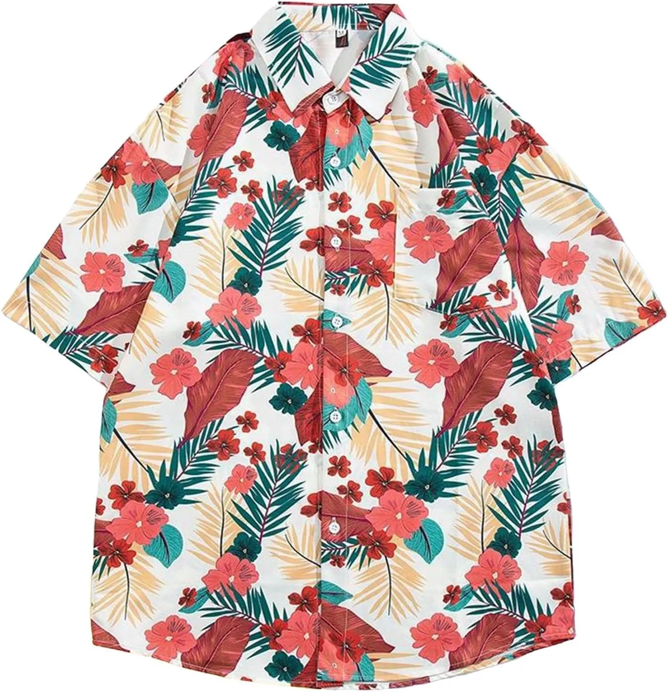 Hawaiian Shirt for Men Short Sleeve Button Down Linen Clothing Tall and Big Tropical Beach Tops Printed