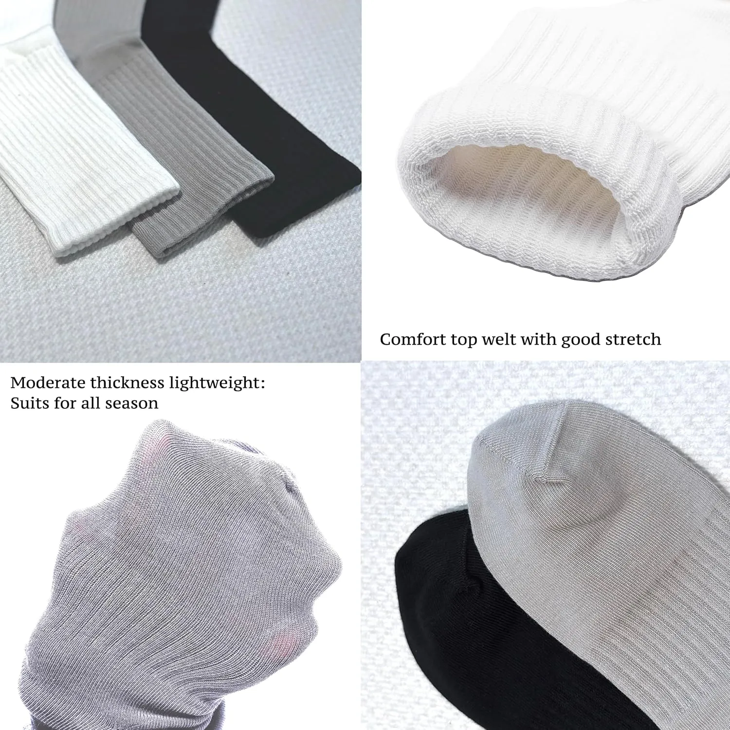High-Purity Cotton Crew Sock For Women Men, Athletic Running Cotton Quarter Socks 6 Pairs