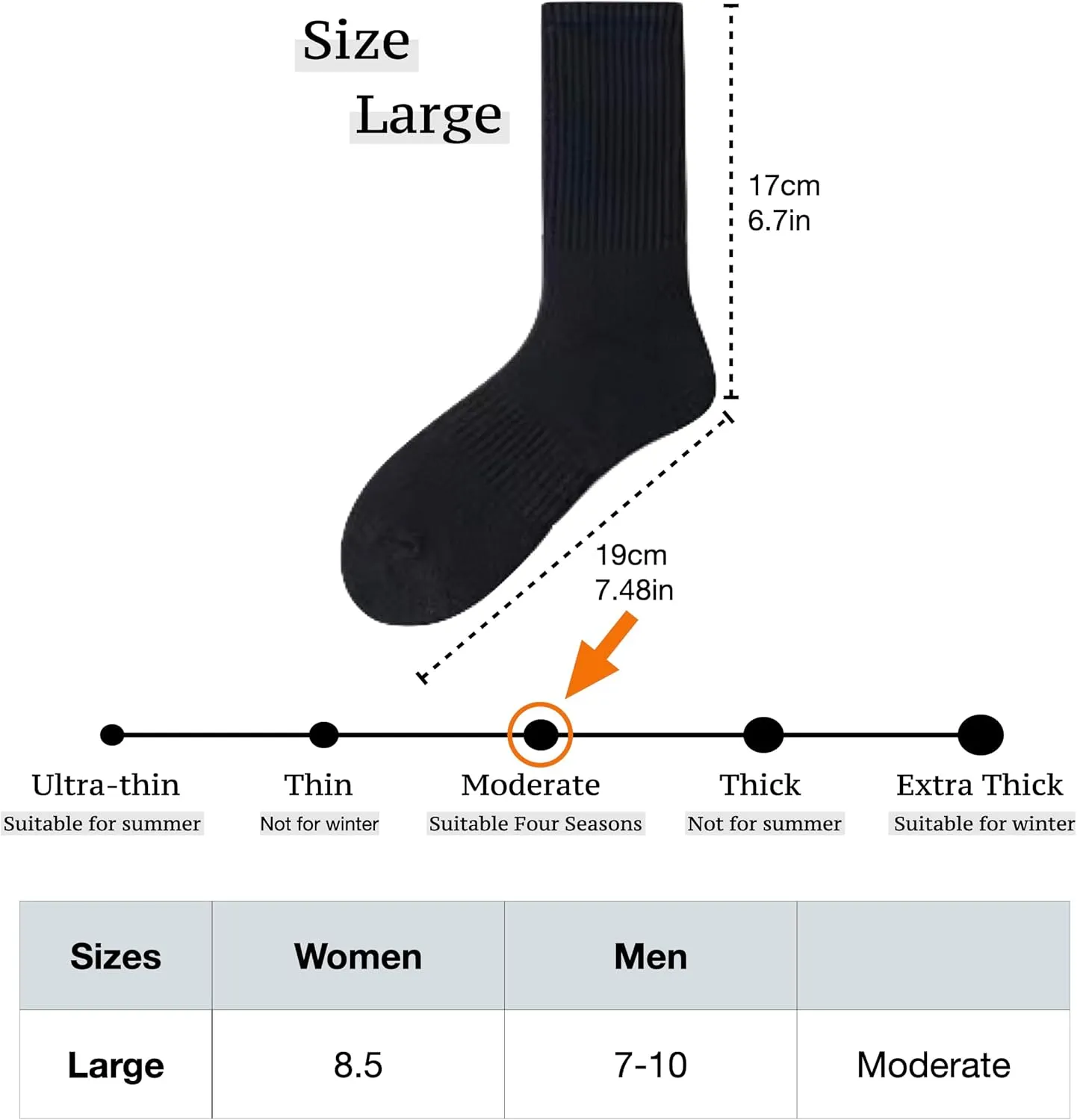 High-Purity Cotton Crew Sock For Women Men, Athletic Running Cotton Quarter Socks 6 Pairs