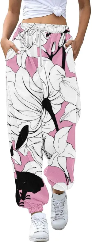 LCMTWX Baggy Sweatpants Joggers Pants Workout High Waisted Yoga Pants with Pockets Womens Black Jogger Pants Black Jogger