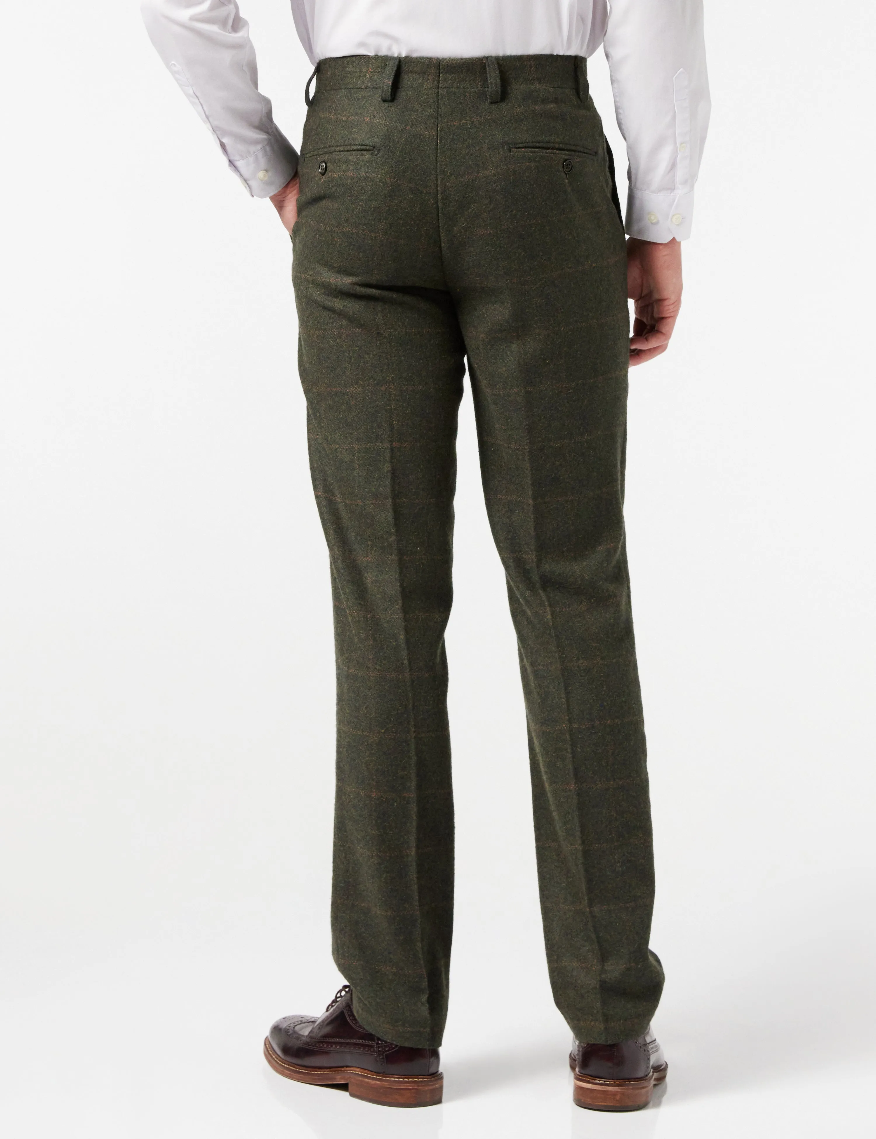 Olive Green Tweed Check Suit