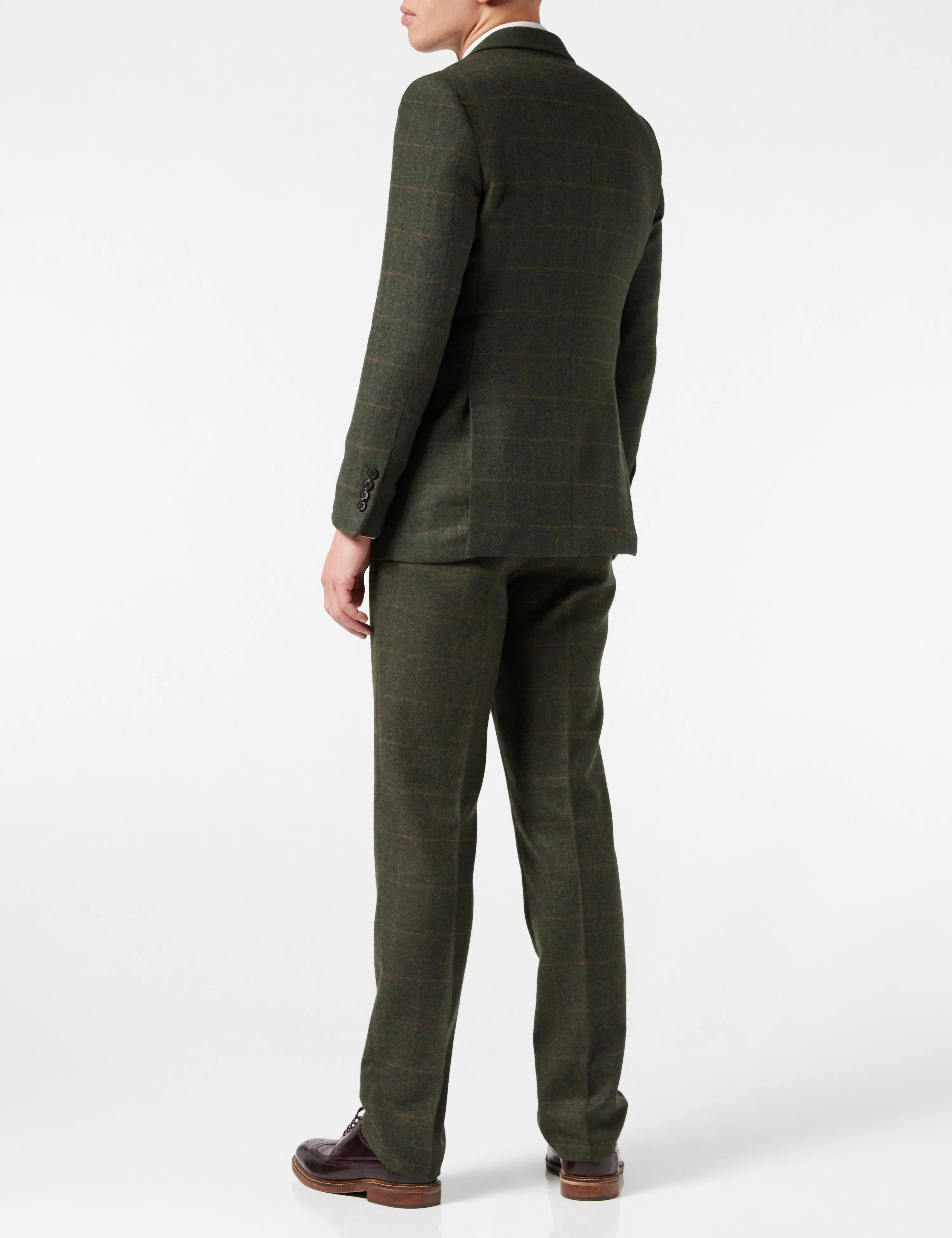 Olive Green Tweed Check Suit