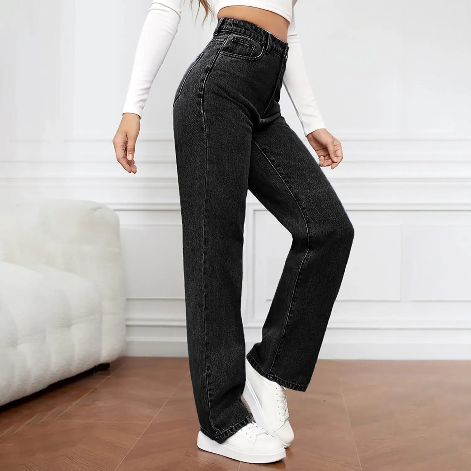 Trouser Jeans for Women Streetwear High Waisted Straight Leg Clothes 2024 Butt Lifting Jeans for Women