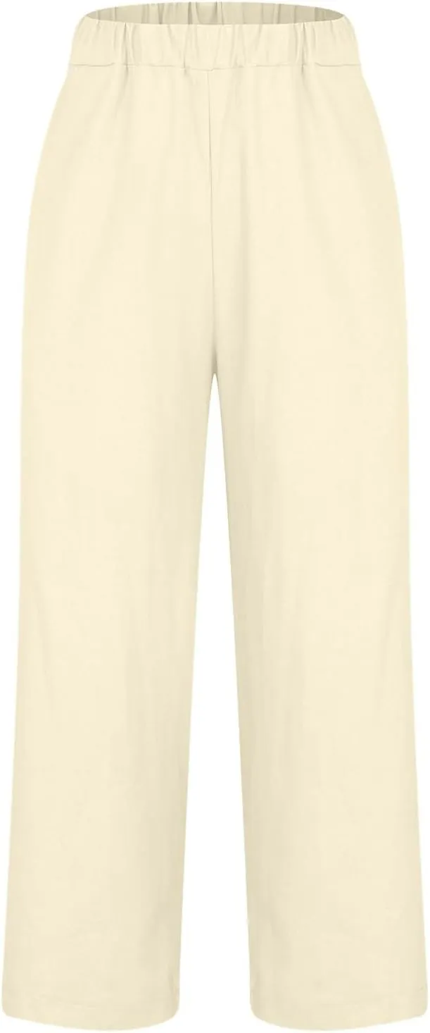 Womens Fashion Trousers Wide Leg Lightweight Straight Loose Chinos Casual Lounge Pants Working Business Outdoor