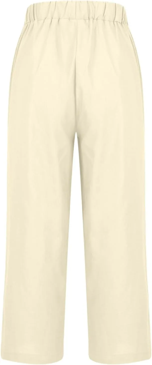 Womens Fashion Trousers Wide Leg Lightweight Straight Loose Chinos Casual Lounge Pants Working Business Outdoor