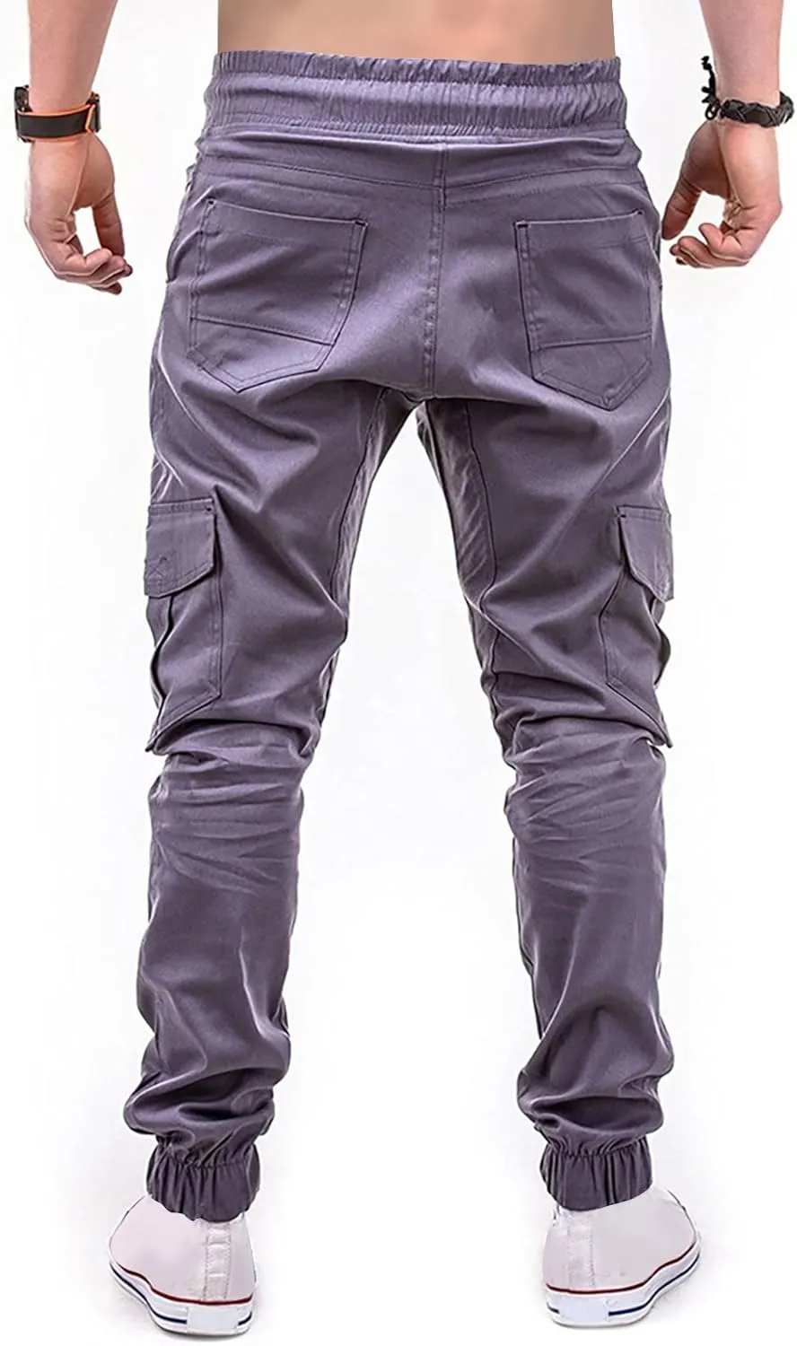 Ymosrh Khaki Cargo Pants for Men Jeans Solid Color Ripped Holes Frayed Gradient Washed Trousers Slim Fit Chinos