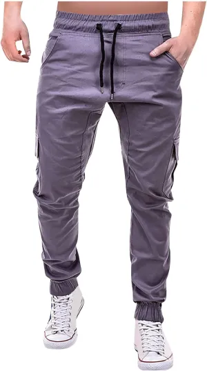 Ymosrh Khaki Cargo Pants for Men Jeans Solid Color Ripped Holes Frayed Gradient Washed Trousers Slim Fit Chinos