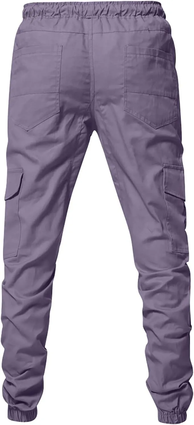 Ymosrh Khaki Cargo Pants for Men Jeans Solid Color Ripped Holes Frayed Gradient Washed Trousers Slim Fit Chinos