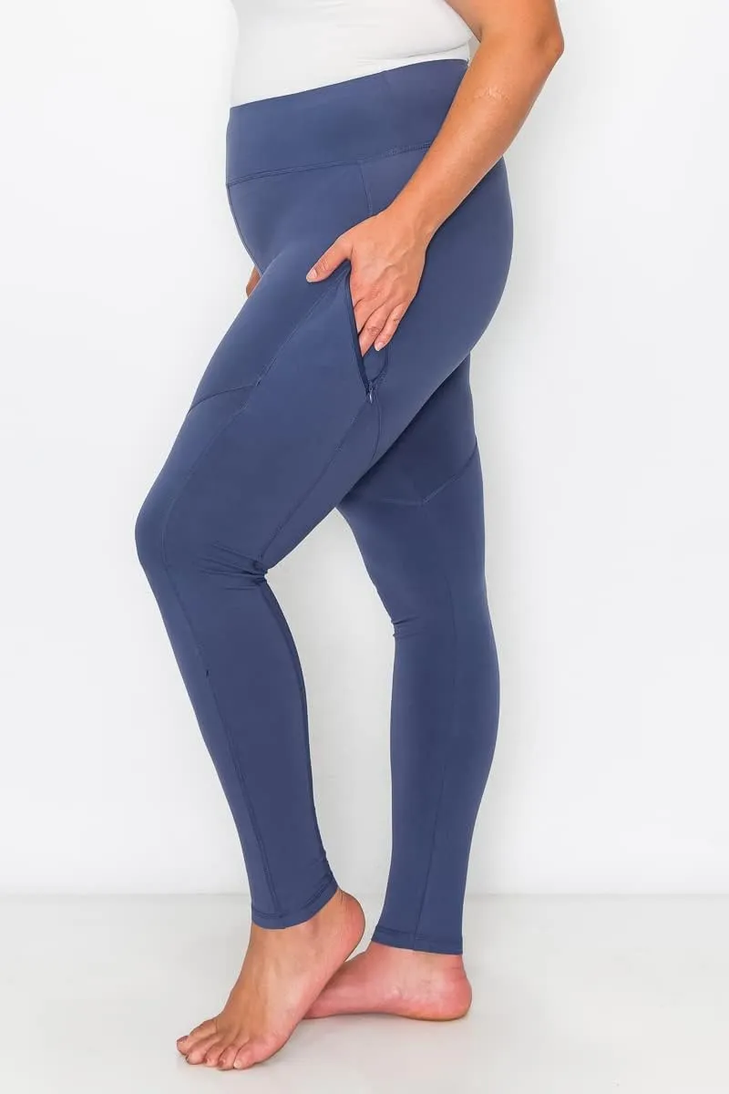 YOGALANDUSA Women's Yoga Workout Leggings  Plus Size High Waisted 4 Way Stretch with Zipper Pocket Casual Active Pants