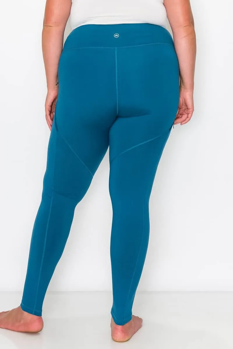 YOGALANDUSA Women's Yoga Workout Leggings  Plus Size High Waisted 4 Way Stretch with Zipper Pocket Casual Active Pants