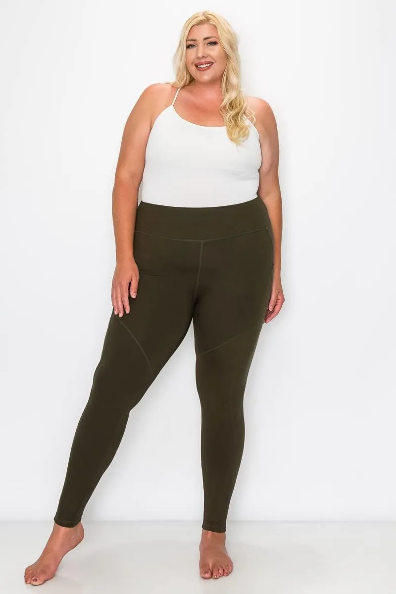 YOGALANDUSA Women's Yoga Workout Leggings  Plus Size High Waisted 4 Way Stretch with Zipper Pocket Casual Active Pants