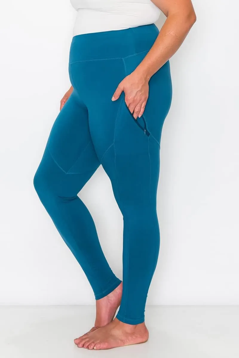 YOGALANDUSA Women's Yoga Workout Leggings  Plus Size High Waisted 4 Way Stretch with Zipper Pocket Casual Active Pants
