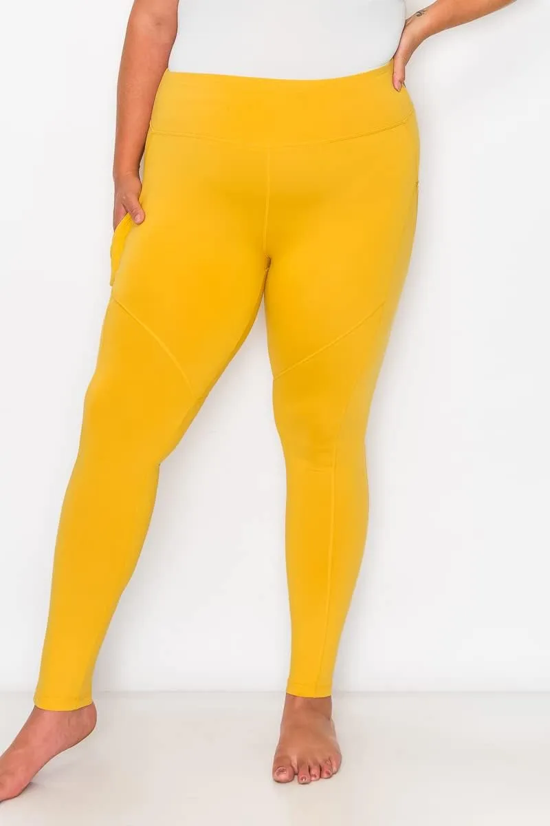 YOGALANDUSA Women's Yoga Workout Leggings  Plus Size High Waisted 4 Way Stretch with Zipper Pocket Casual Active Pants