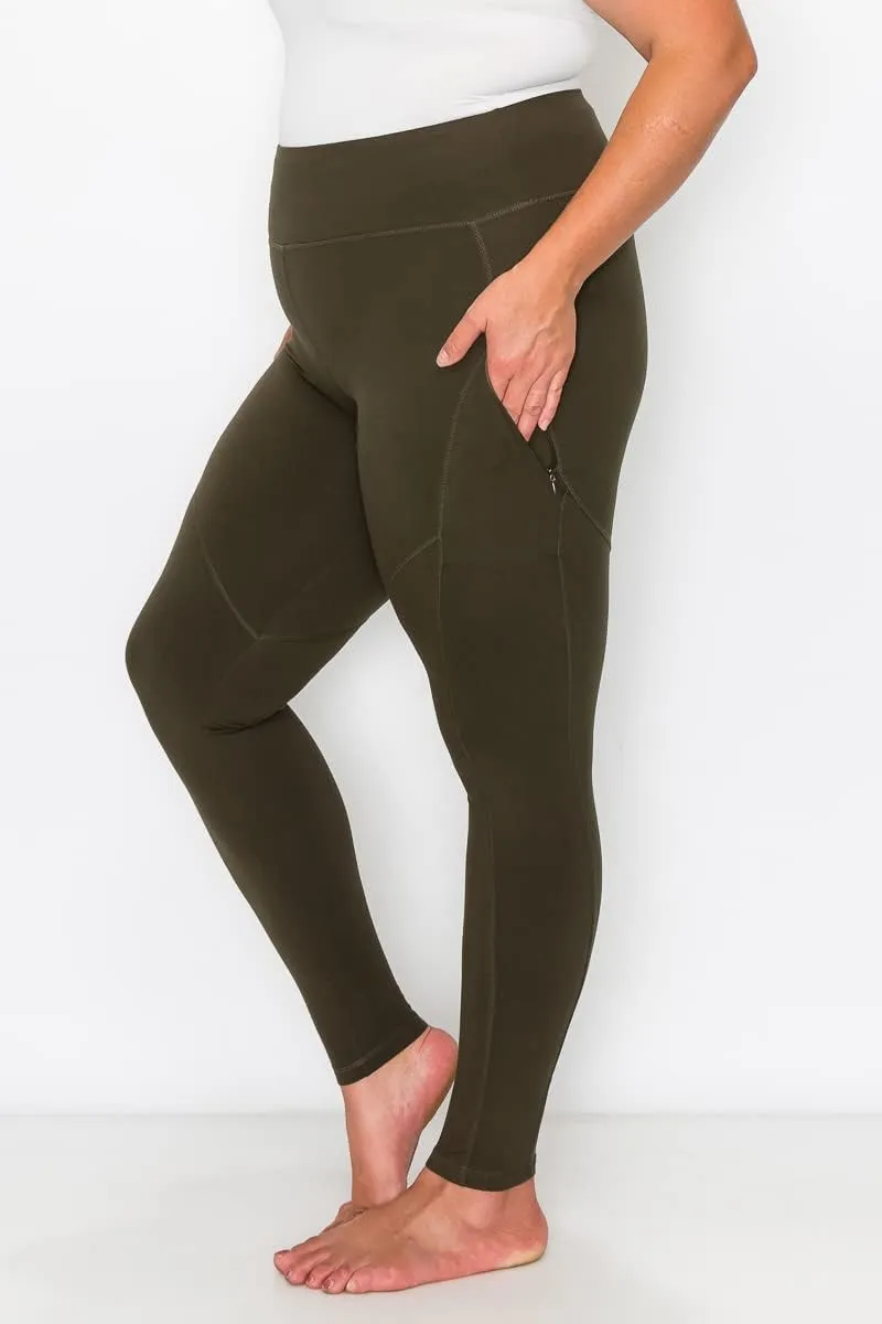 YOGALANDUSA Women's Yoga Workout Leggings  Plus Size High Waisted 4 Way Stretch with Zipper Pocket Casual Active Pants