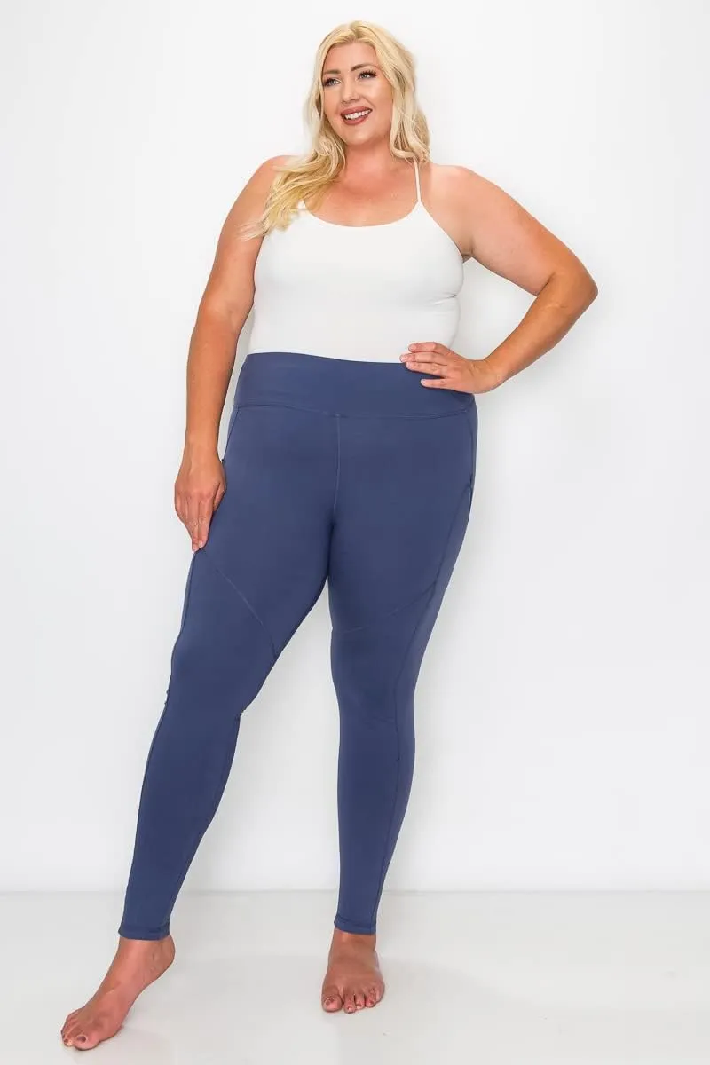 YOGALANDUSA Women's Yoga Workout Leggings  Plus Size High Waisted 4 Way Stretch with Zipper Pocket Casual Active Pants