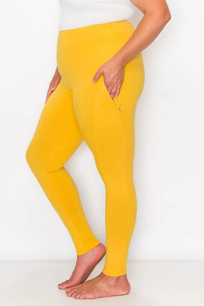 YOGALANDUSA Women's Yoga Workout Leggings  Plus Size High Waisted 4 Way Stretch with Zipper Pocket Casual Active Pants