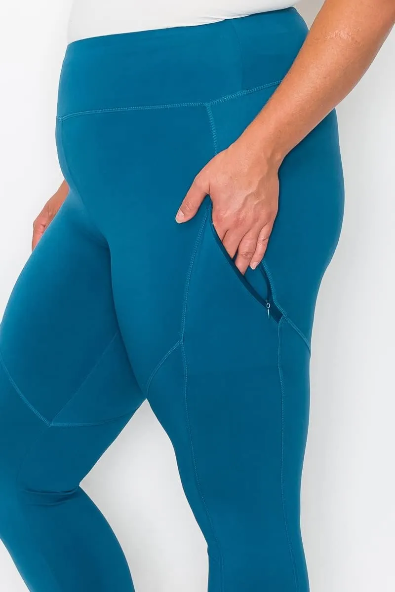 YOGALANDUSA Women's Yoga Workout Leggings  Plus Size High Waisted 4 Way Stretch with Zipper Pocket Casual Active Pants