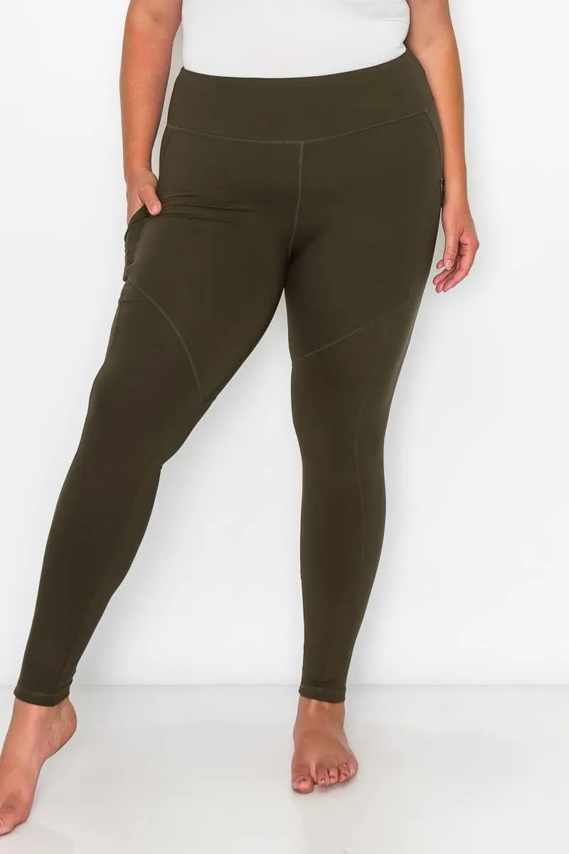 YOGALANDUSA Women's Yoga Workout Leggings  Plus Size High Waisted 4 Way Stretch with Zipper Pocket Casual Active Pants