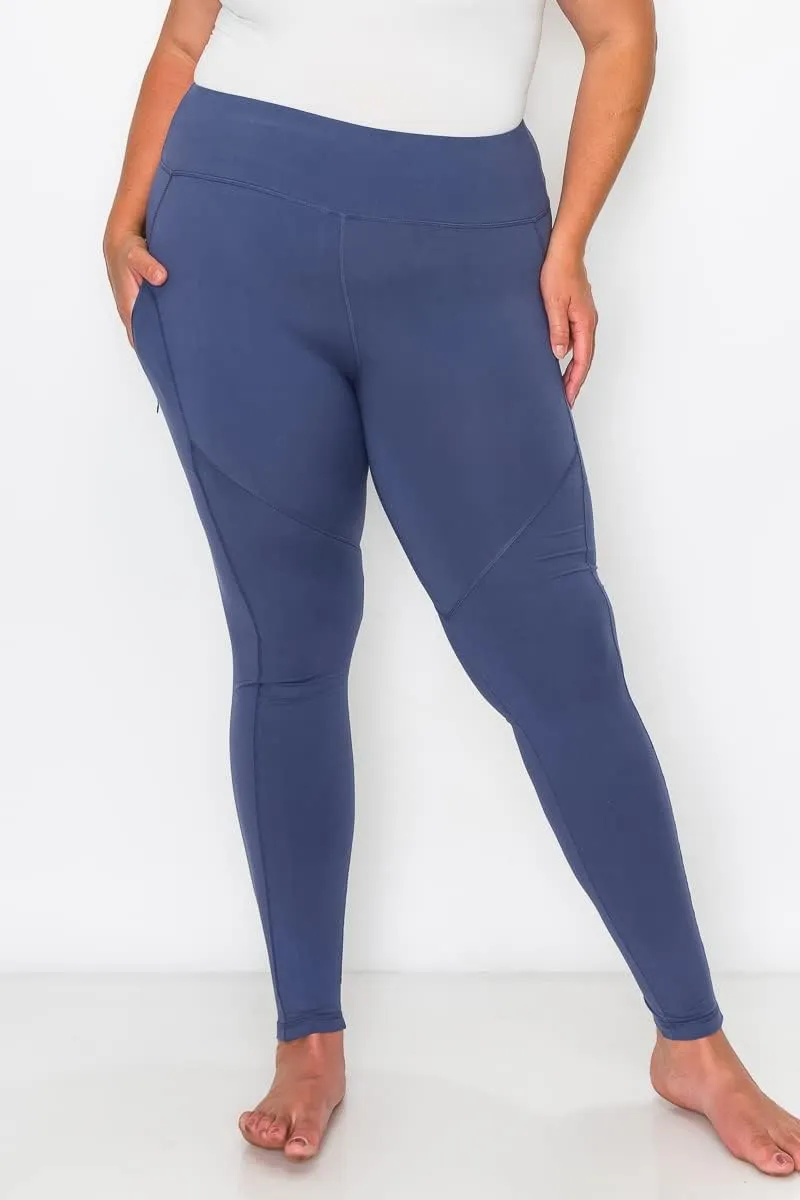 YOGALANDUSA Women's Yoga Workout Leggings  Plus Size High Waisted 4 Way Stretch with Zipper Pocket Casual Active Pants