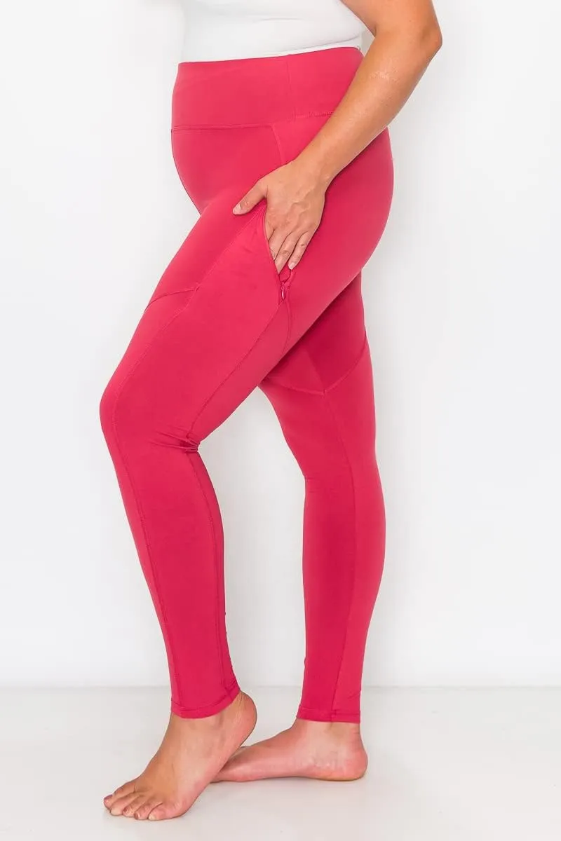 YOGALANDUSA Women's Yoga Workout Leggings  Plus Size High Waisted 4 Way Stretch with Zipper Pocket Casual Active Pants