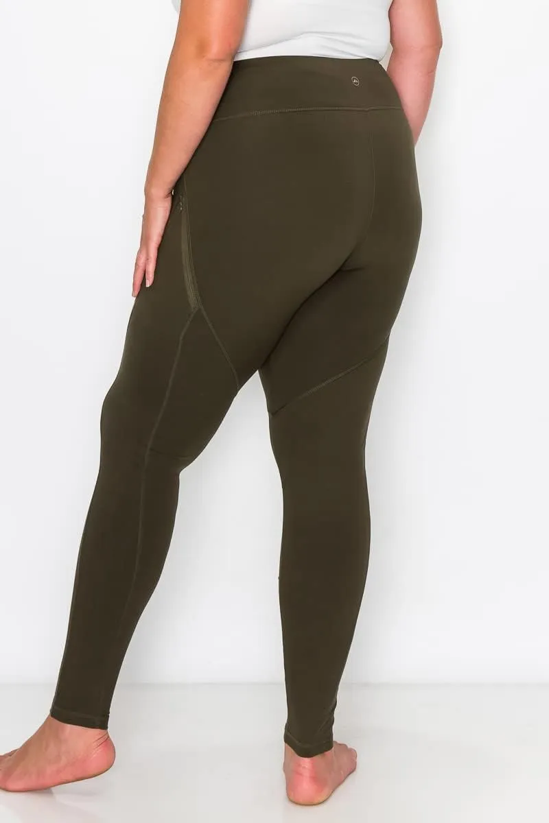 YOGALANDUSA Women's Yoga Workout Leggings  Plus Size High Waisted 4 Way Stretch with Zipper Pocket Casual Active Pants
